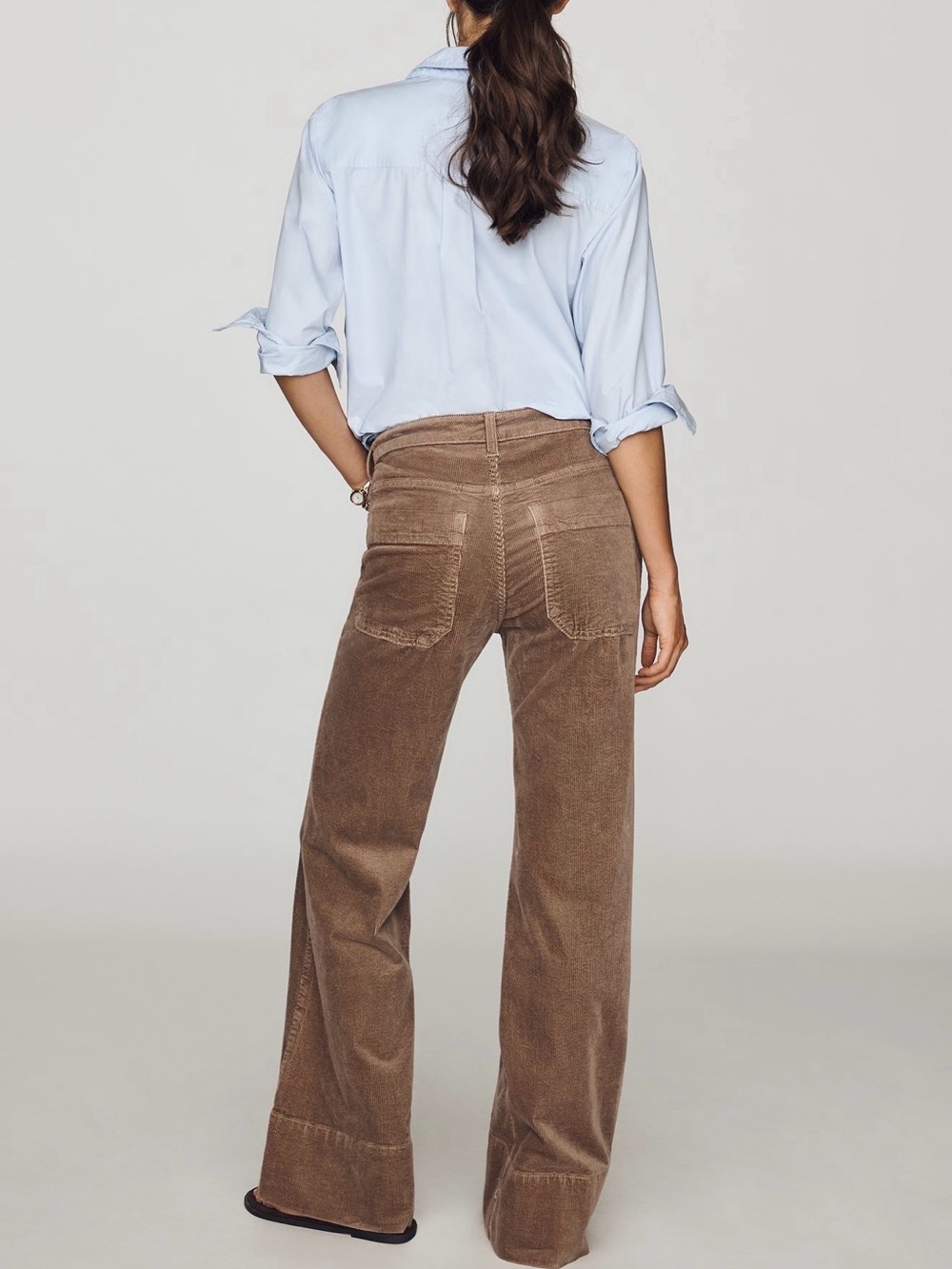 Pilcro Rylan Corduroy High-Rise Flare Jeans color-Natural - Picture 3 of 4